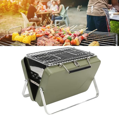 Barbecue Grill, Charcoal Grill Folding Portable Lightweight Barbecue Grill Tools Portable Charcoal BBQ Grill Folding Notebook Grill for Camping Outdoor Cooking Backyard Picnic(Green)