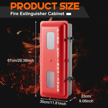 DoubleFill 2 Pcs 10 lb Fire Extinguisher Cabinet Box with Internal Rope Fastening and External Latch Sturdy Plastic Holder Case Vandal-Resistant Weatherproof Protect Indoor Outdoor (26 x 12 x 9 in)