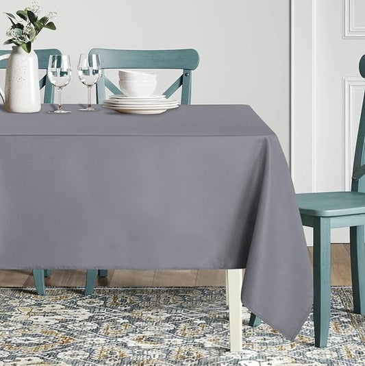sancua Rectangle Tablecloth - 60 x 120 Inch - Stain and Wrinkle Resistant Washable Polyester Table Cloth, Decorative Fabric Table Cover for Dining Tables, Buffet Parties and Camping, Light Grey