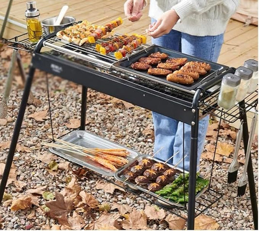 Portable Charcoal Grill for Camping BBQ Grills Outdoor Barbecue Grill, Stainless Steel BBQ Grill Rack with Stable Structure,67 * 30 * 81Cm-D