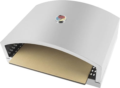 Open Faced Grill Pizza Oven for Gas or Charcoal Grill, Includes Ceramic Pizza Stone