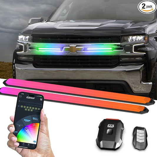 XKmax RGB LED Grill Light Bar w/DRL & App Control | for Truck, Car, & UTVs (9")