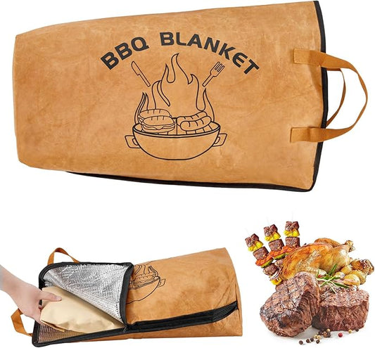 BBQ Meat Resting Blanket, Insulated BBQ Blanket for Resting Meat, Smoking Meat Resting Bag with Wide Mouth for Large Brisket, Turkey, Steaks, Stocking Stuffers Present for Men, Dad, 21 in