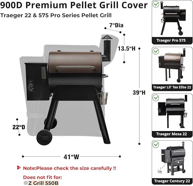 Grill Cover for Traeger Pro 22/575 Series BAC503,[900D Heavy Duty Waterproof Upgraded] Wood Pellet Smoker Grill Cover for Pro 575,Accessories for Traeger Lil'Tex Elite,Eastwood