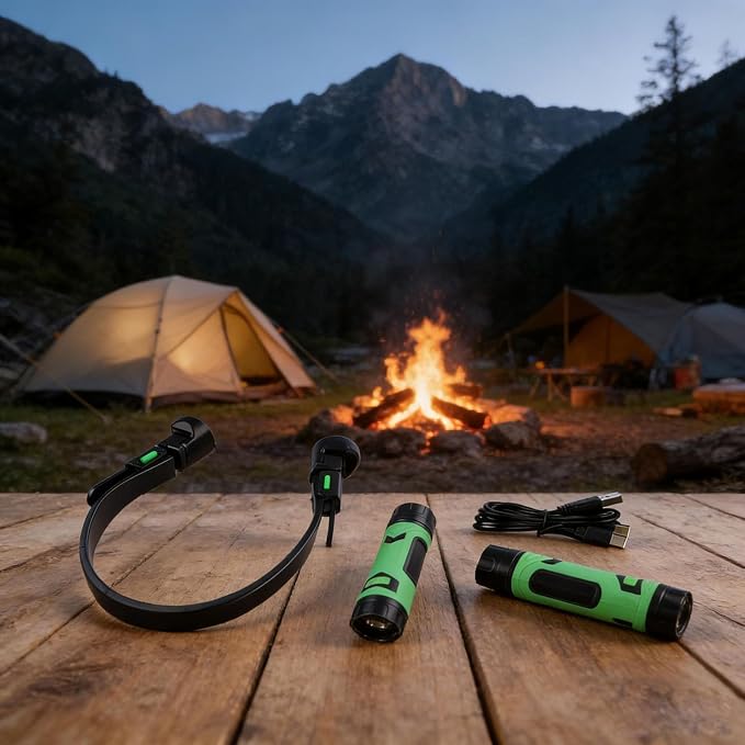 Rechargeable for Dual-Head LED Neck Lamp, Hands- Flexible Reading Light with Magnetic Detachable Heads Grilling, Studying, and Outdoor Activities