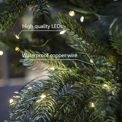 66FT Plug in Fairy Lights Warm White Green Wire LED String Lights 200 LED with Remote 8 Modes for Living Room, Christmas Tree, Patio, Garden, Wedding, Backyard