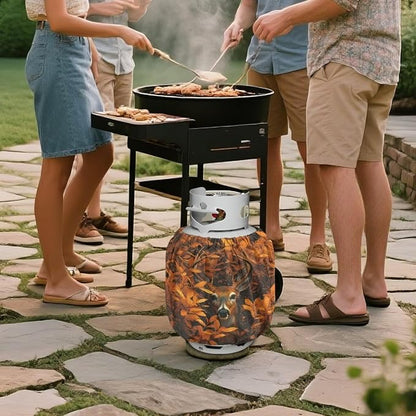 Camo Hunting Propane Tank Cover 20lb Waterproof Gas Tank Cylinder Cover for Outdoor Camping Yard Party Easy to Install Grill Accessories