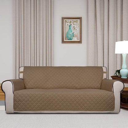 PureFit Reversible Quilted Sofa Cover, Water Resistant Slipcover Furniture Protector, Washable Couch Cover with Non Slip Foam and Elastic Straps for Kids, Dogs, Pets (X Large , Camel/Ivory) | Camel/Ivory, Water Resistant Couch Protector, Washable Pet C...