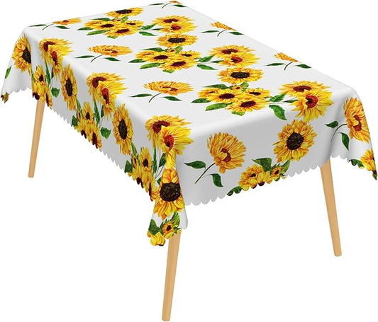 Sunflowers Table Cloth for Rectangle Tables 60x102 Inch Sun Flowers Table Cloth Perfect for Spring Home Decor Flower Waterproof Polyester Rectangular Tablecloth for BBQ Camping Picnic Decor