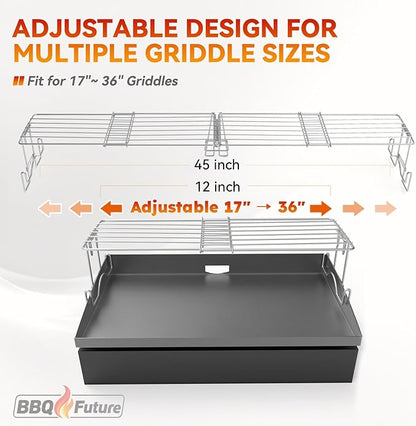 Griddle Warming Rack for Blackstone Griddle, Adjustable Griddle Accessories Cooling Warmer Rack for Black stone Weber and Most Tabletop Flat top 17 22 28 36 Inch Gas Grills