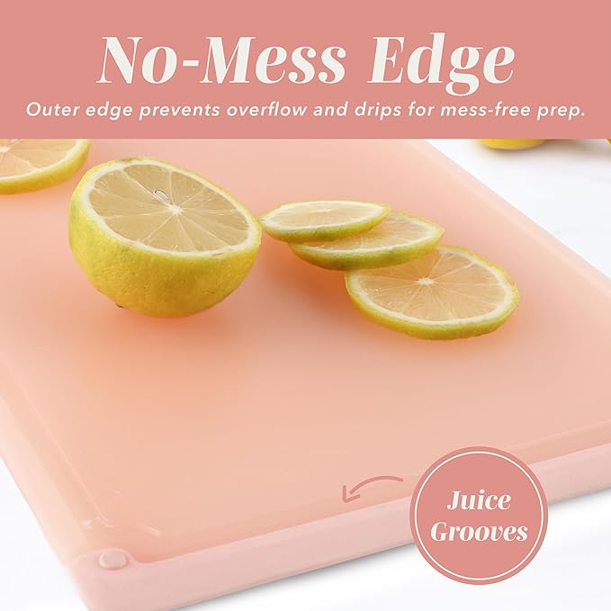 COOK WITH COLOR Extra Large Cutting Board Set, Jumbo-Sized Boards with Rubber Border for Enhanced Cooking Experience, 3-Piece, Dark Sage/Pink
