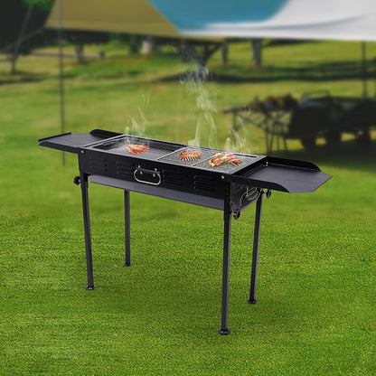 Portable Charcoal Grill, Folded Camping BBQ Grill for Parties of 2-15 People, Barbecue Grill with Adjustable Height for Outdoor Cooking Camping Hiking Picnics Garden Beach Party BBQ Tools