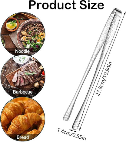 4 Pieces 11 Inches Korean BBQ Tongs Stainless Steel Grill Kitchen Food Tongs Tweezers Cooking Clamp Tool for Salad, Fish, Steak, Barbecue, Buffet, Meat