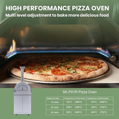 112" Modular Outdoor Kitchen,108,000 BTU Stainless Steel Natural Gas BBQ Grill with Built-In Pizza Oven,Side Burner,Rotisserie,Refrigerator,Granite Countertop,Storage Drawers & Cabinets.