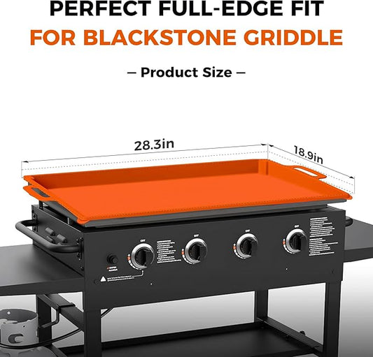 Griddle Cover Mat for Grill 28" Blackstone, Durable Full Protection Orange Grill Mat, Food Grade Material, Easy to Clean, Compact Design with Handles, Reusable