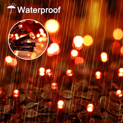 JMEXSUSS 200 LED Orange Halloween Lights Outdoor, 66ft String Light Plug in | Connectable, 8 Modes, Outdoor Indoor Use, Halloween Lights for Tree Bedroom Porch Garden Fence Patio Fall Halloween Decor