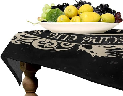 Vintage Viking Pattern Tablecloth, Viking Ancient Runic Helmet of Awe Celtic Dragon Table Cloth Water Resistant Wipeable Table Cover for Farmhouse Party Holiday Kitchen Dinner Table 60x110"