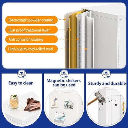 GAIOUS Metal Garage Wall Cabinet with Lock, Wall Mounted Steel Tool Cabinet with Door and Shelf, Medicine Cabinet with Open Area, Hanging Cabinet for Garage Warehouse Bathroom Kitchen, White