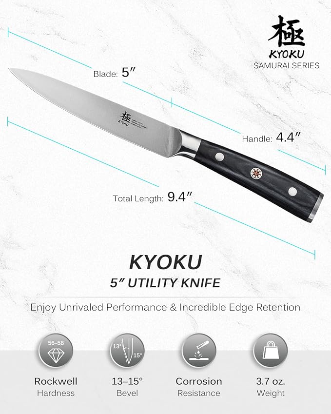 KYOKU Samurai Series Knife Japanese Style1 (Kitchen Utility Knife, 5")