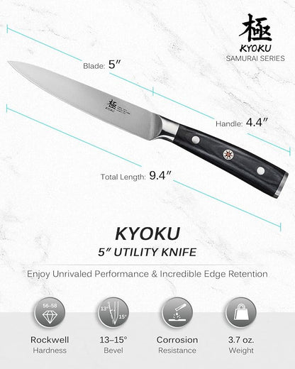 KYOKU Samurai Series Knife Japanese Style1 (Kitchen Utility Knife, 5")