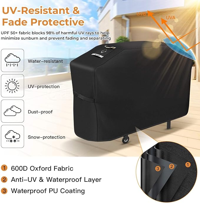 PasWith Griddle Cover for Blackstone 28 inch Griddle with Hood,Upgraded Rip-Proof & Waterproof Windproof 600D 5483 Grill Cover for Blackstone 2 Burner Griddle with Strap and Air Vent