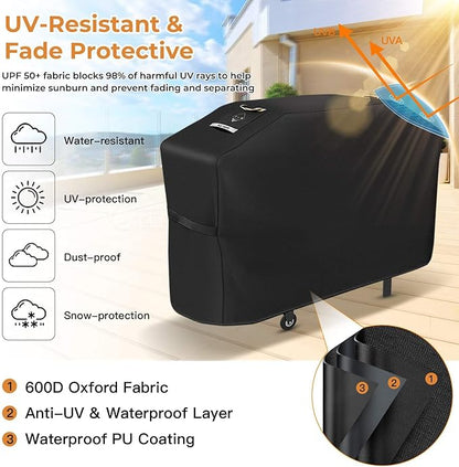 PasWith Griddle Cover for Blackstone 28 inch Griddle with Hood,Upgraded Rip-Proof & Waterproof Windproof 600D 5483 Grill Cover for Blackstone 2 Burner Griddle with Strap and Air Vent