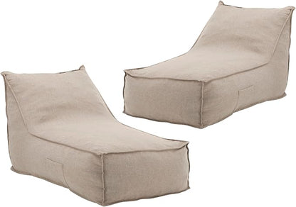 Christopher Knight Home Venny 48" L Outdoor Bean Bag Chair Set of 2, Fabric Bean Bag Chair for Adults and Kids, Indoor/Outdoor Sun Lounger, Patio Lounge Chair Set of 2, Dark Beige