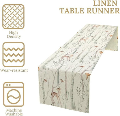 Rustic Forest Table Runner, Rustic Lodge Forest Cabin Country Hunting Woodland Kitchen Dining Table Decoration for Home Party Decor 13x70 Inch