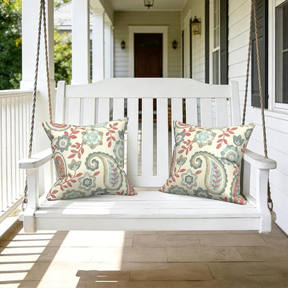 LVTXIII Outdoor Pillow Covers 20x20 Inch, 2 Pack Large Square Throw Pillow Cases, Fade-Resistant Cushion Covers for Patio Furniture Sofa, Garden Porch, Paisley Vintage