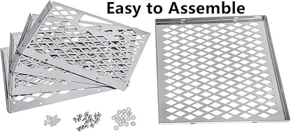 BBQ-PLUS Charcoal Firebox Basket and Smoker Door Clamps for Oklahoma Highland Bandera Longhorn,Charcoal Box,Fire Basket and Latches for Most Offset Smoker Grill,12 W x 12 D x 7.5 H,Stainless Steel