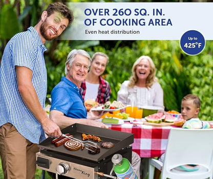 Flame King Flat Top Portable Propane Cast Iron Grill Griddle Tabletop for Outdoor Camping, Tailgating, Outdoor Cooking