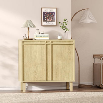 31 inch Sideboard Buffet Cabinet, Modern Credenza with 2 Doors & Adjustable Shelf, Small Coffee Bar Storage for Kitchen, Entryway