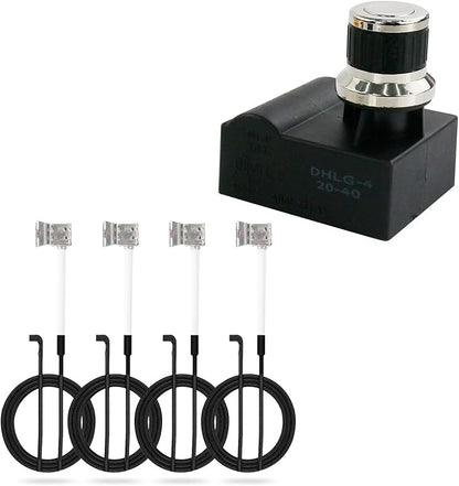 Uniflasy 4-Outlet Push Button Gas Grill Ignitor Kit for Nexgrill 720-0925P | For 720-0882A, 720-0896B/E 4/5/6-burner models; AA battery spark generator with 4 wires, 35.6 in insulated leads; check size