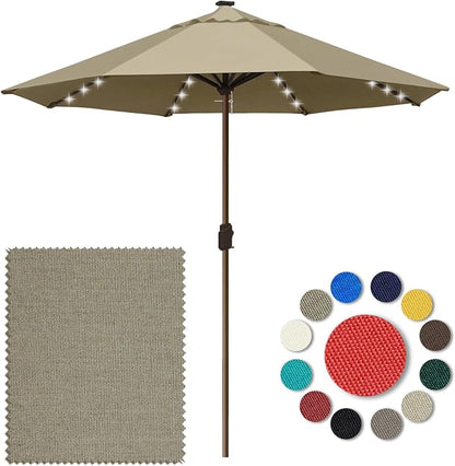 Eurmax USA 10-Year-Non-Fading 10FT Outdoor Patio Market Umbrella with LED Lights,UPF50+ UV Resistant,Heavy Duty Commercial Grade,Crank Lift Design,Windproof Vented Top for Garden,Pool,Deck,Mushroom