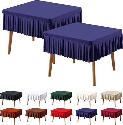 PARTISKY Navy Blue Spandex Square Tablecloths 34x34 Inch, 2 Pack Wrinkle Free Fitted Card Table Cloth Stretch Square Table Cover for Kitchen Dinner, Holiday Party, Wedding Banquet, Display Trade Show