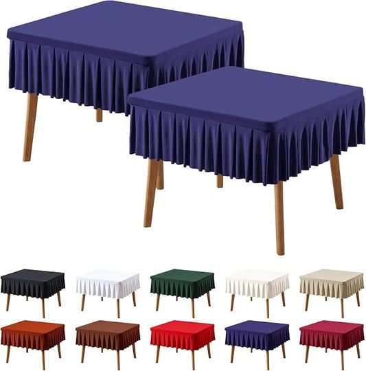 PARTISKY Navy Blue Spandex Square Tablecloths 34x34 Inch, 2 Pack Wrinkle Free Fitted Card Table Cloth Stretch Square Table Cover for Kitchen Dinner, Holiday Party, Wedding Banquet, Display Trade Show