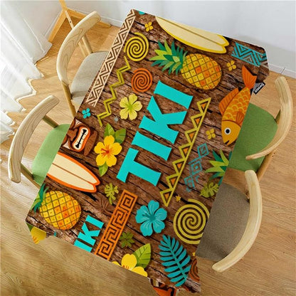 Swono Decorative Rectangle Table Cloth African Pattern, Exotic Geometric Pineapples Fishes Polyester Tablecloth Kitchen Table Cover for Dining BBQ Picnic Coffee Table 50x72, 4-6 Seats