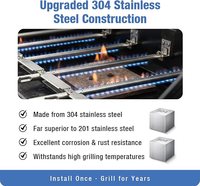 4Pack 304 Stainless Steel Adjustable Carryover Tubes - 5"–9.5" Universal Crossover Tubes Replacement Parts for Charbroil & Kenmore & Others Most 3-4-5 Burners Grills
