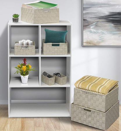 Sorbus Storage Baskets for Organizing (Set of 7), Mesh Hand-Woven Design, Linen Closet Organizers and Storage, Organizer Storage Baskets for Shelves, Variety Pack Organizers and Storage (Beige)