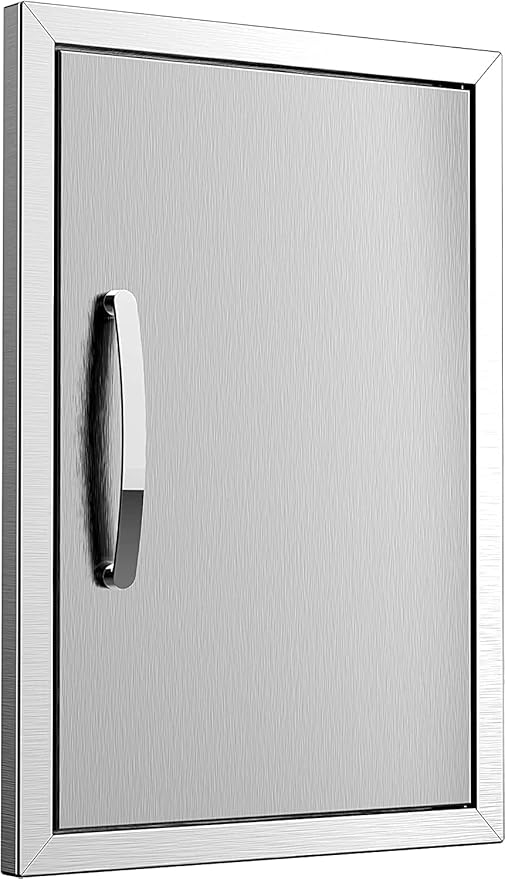 Outdoor Kitchen Single Door BBQ Access 17'' Wx24'' H Flush Mount Island Perfect for Grilling Station and Island, Silver
