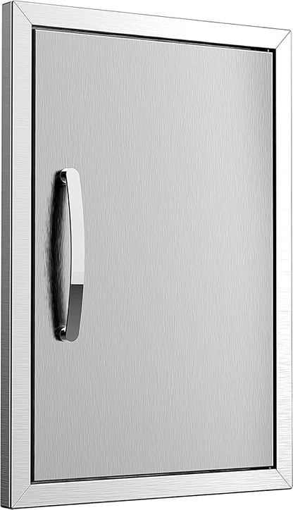 Outdoor Kitchen Single Door BBQ Access 17'' Wx24'' H Flush Mount Island Perfect for Grilling Station and Island, Silver