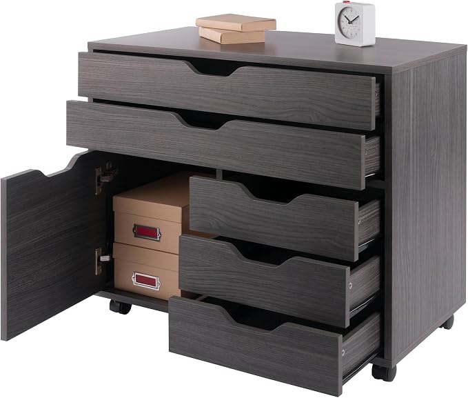 Winsome Halifax Mobile Storage Cabinet with Doors & Drawers, Stylish & Functional Home Storage Cabinet for Filing, Kitchen Organization, Moveable Furniture for Office, Dorms, Apartments