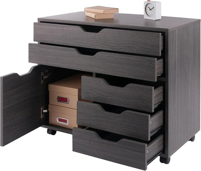 Winsome Halifax Mobile Storage Cabinet with Doors & Drawers, Stylish & Functional Home Storage Cabinet for Filing, Kitchen Organization, Moveable Furniture for Office, Dorms, Apartments