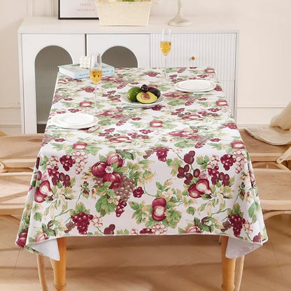 Walrus Heavy Duty Vinyl Tablecloth with Flannel Backing Waterproof Oil-Proof Plastic Table Cloth Stain-Resistant Wipeable Rectangle or Square Table Cover for Indoor and Outdoor (Fruits, 54x54 Inch)
