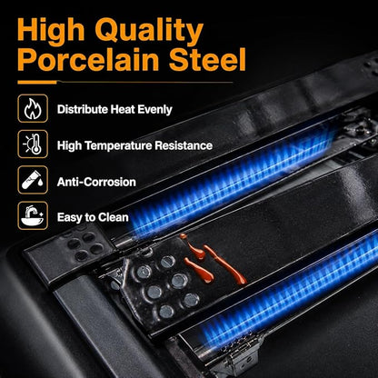 Hisencn Grill Replacement Parts for Expert Gas Grill 3 Burner 720-0988EC 720-0988EG 720-0988ED Grill, Cast Iron Grill Grates and Porcelain Steel Heat Tent Plates Heat Shield Repair Kit