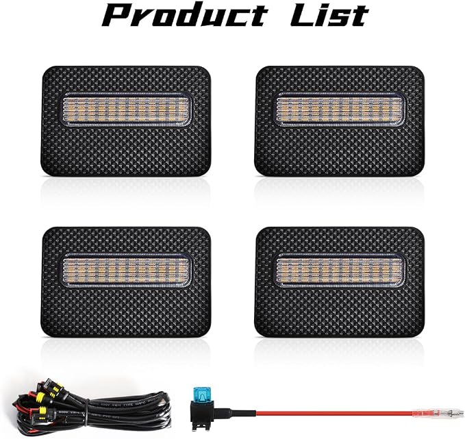 Grille Lights for Tacoma SR SR5 2024-2025, 4Pcs Clear Shell Amber LED Front Grill Light with Wire Harness and Fuse