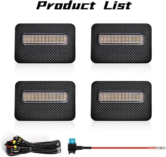 Grille Lights for Tacoma SR SR5 2024-2025, 4Pcs Clear Shell Amber LED Front Grill Light with Wire Harness and Fuse