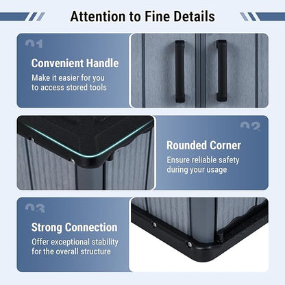 Tangkula 23.5 Cu.ft Outdoor Storage Shed, All-Weather Resin Patio Storage Box with Floor & Lockable Door, Waterproof Deck Box for Garden Tools, Pool Accessories