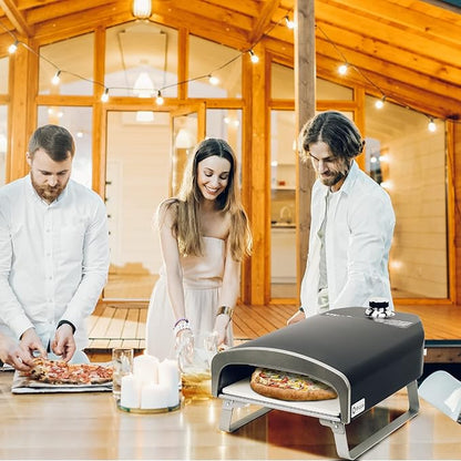 Outdoor Pizza Oven, Portable Gas Pizza Oven with 13x13in Pizza Stone for Outside Cooking, Backyard Pizza Maker, Pizza Accessory Ideal for Outdoor Kitchen and Party, Great Gift PS100