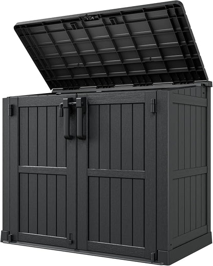 Horizontal Outdoor Storage Shed 36 Cu Ft with Lockable Doors, Portable Outdoor Storage Box -Waterproof Outdoor Storage Cabinet for Backyard